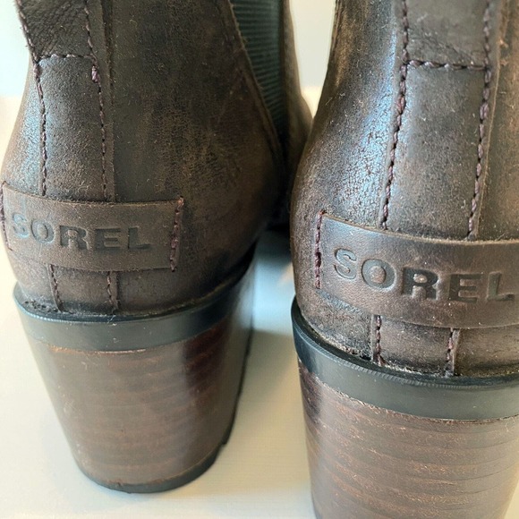 Sorel‎ Women's Braun Leather Cate Block Heel Ankle Casual Chelsea Booties Size 9 - Picture 7 of 10